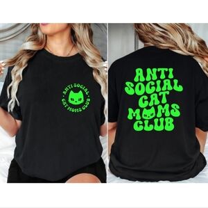 Cat mom shirt cute antisocial cat moms club popular cat mama Green